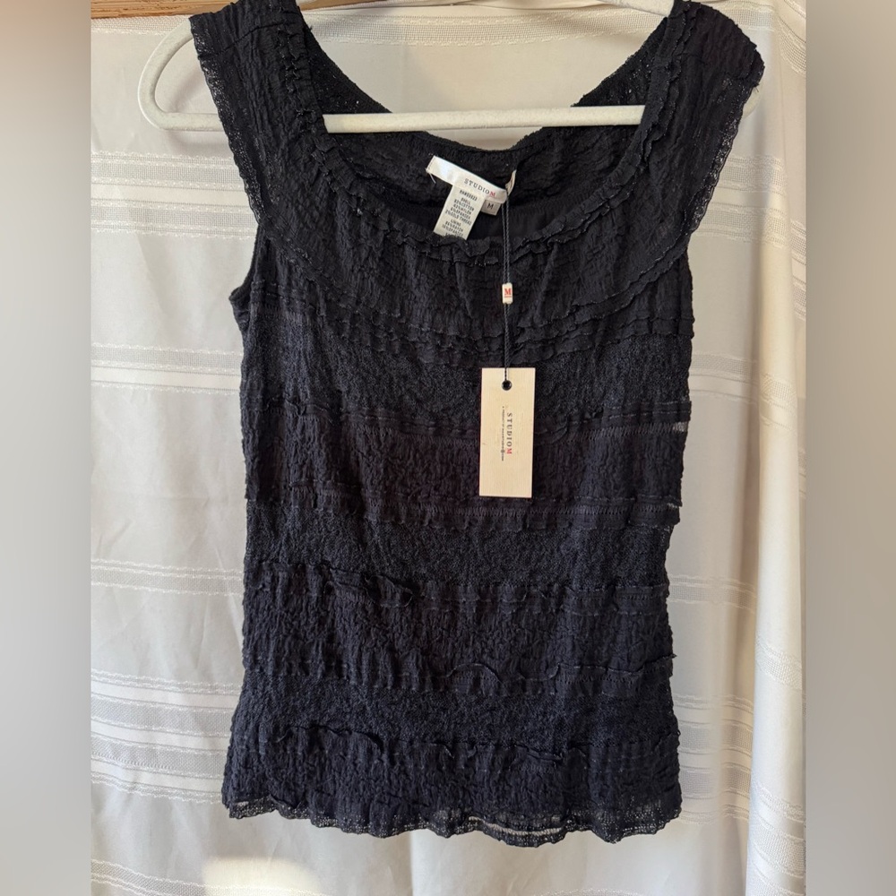 Studio M Black Textured Blouse Size M